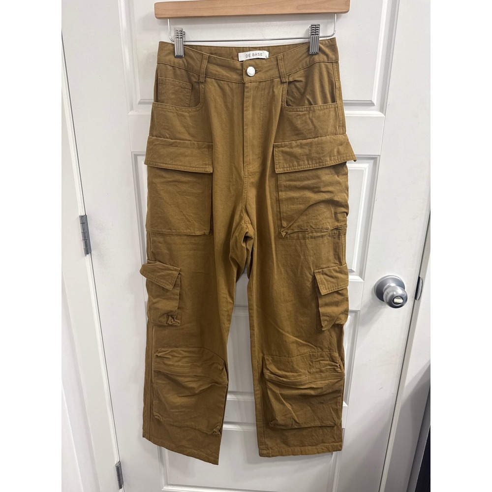 De Base Women Brown High Waisted Multi Pocket Cargo Pants Streetwear Small